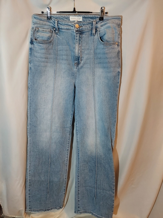 Risen Jeans Denim - Risen Jeans High Rise Front Seam Wide Leg Blue Denim Pants Light Wash 15
